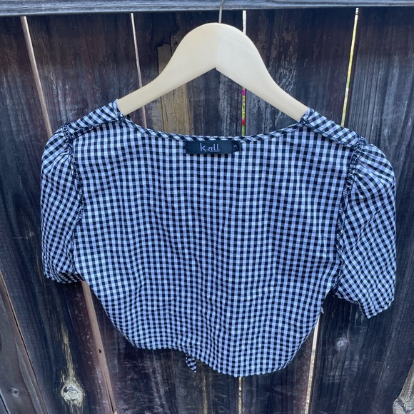 K.zell - Black & White Gingham - Front Tie Top - Picture 8 of 8